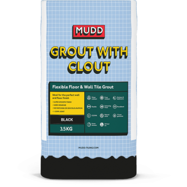 Tile Icon MUDD GROUT WITH CLOUT - Flexible Floor & Wall Tile Grout - Black 3.5Kg