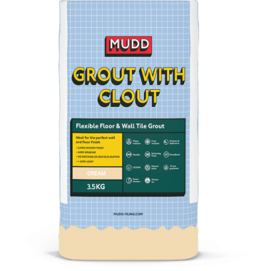 Tile Icon MUDD GROUT WITH CLOUT - Flexible Floor & Wall Tile Grout - Cream 3.5Kg