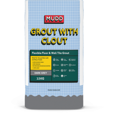 Tile Icon MUDD GROUT WITH CLOUT - Flexible Floor & Wall Tile Grout - Dark Grey 3.5Kg