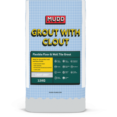 Tile Icon MUDD GROUT WITH CLOUT - Flexible Floor & Wall Tile Grout - Light Grey 3.5Kg